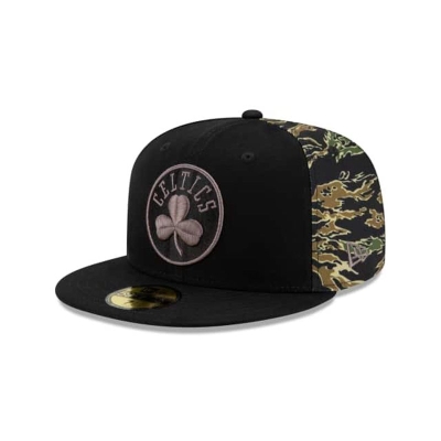 Boston Celtics Gorra | New Era NBA Camo Panel 59fifty Fitted Cap Mexico - Negros